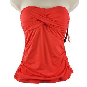 Anne Cole Tankini Swim Top Size XS Orange Strapless Molded Cups Womens